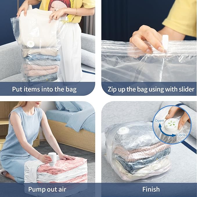 10 PACK Cube Vacuum Storage Bags,Large Cube (19.6 * 27.5 * 11.8 Inch),Electric Pump， Extra Large Vacuum Seal Bags for Clothing, Comforters, Blankets, Bedding, Closet Organization Space Saving