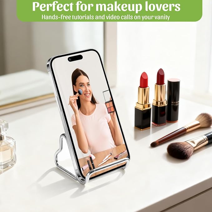 Qomamount Business Card Holder,Cute Heart-Shaped Metal Card Display Stand,Vertical Desktop Name Card Organizer,Small Phone Stand & Photo Holder for Office,Wedding,Reception,Exhibition(Silver)