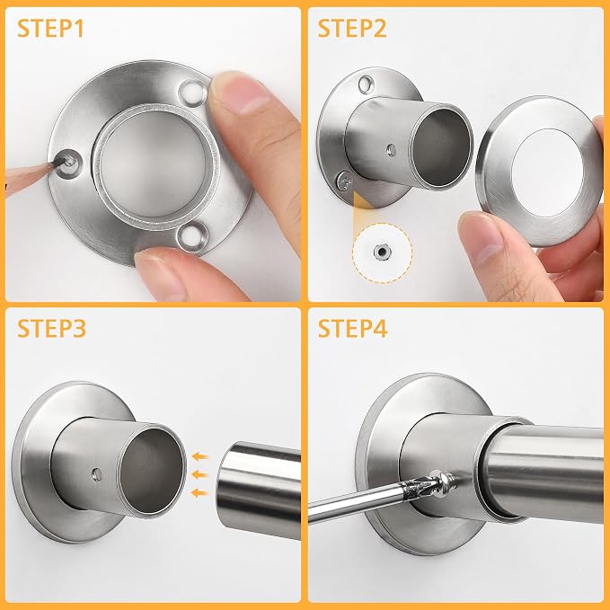 Closet Rods For Hanging Clothes, 17-76 Inch Adjustable Closet Rod, Stainless Steel Heavy Duty Closet Hanging Rod-Silver