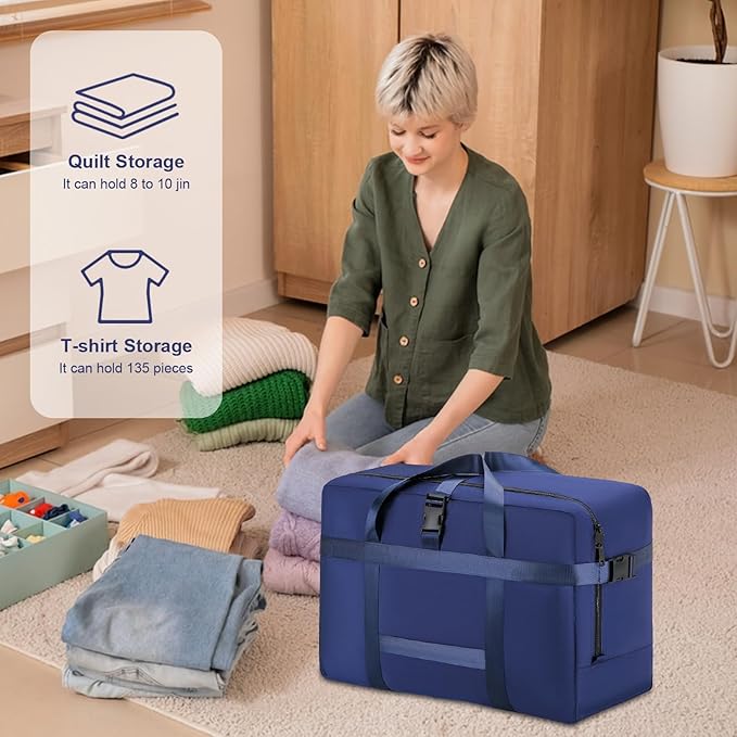 Upgrade Moving Bags Heavy Duty Extra Large, College Packing Bags for Moving Clothes, Moving Supplies & Boxes with Zippers and Handles, Storage Bags Moving Totes Camping Essentials (blue, 74L)