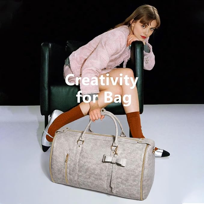 Garment Bags for Travel, Convertible Suit Travel Bag for Women, Stylish Carry On Garment Bag with Toiletry Pocket, Shoulder Strap & Shoes Compartment, 2 in 1 Foldable PU Leather Duffle Bag, Multicolor