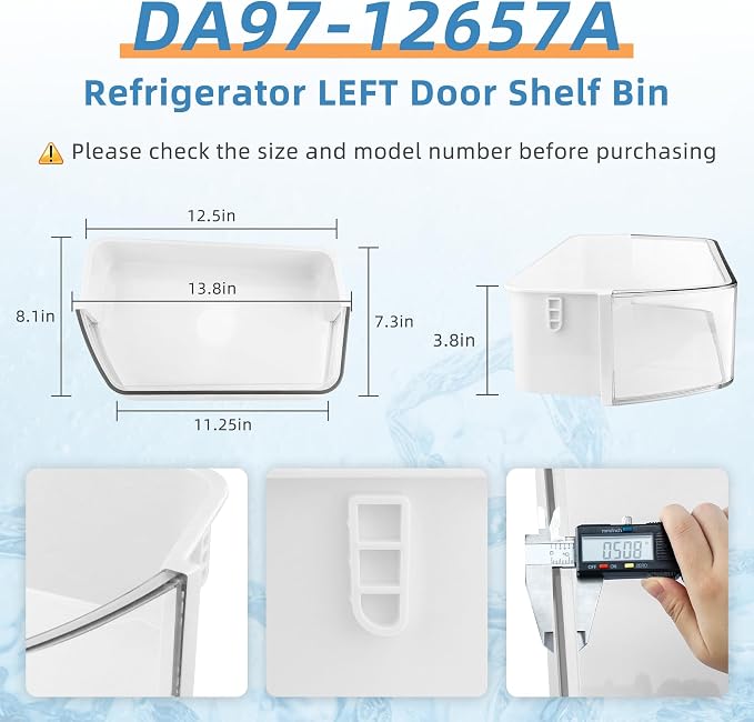 DA97-12650A(RIGHT) & DA97-12657A(LEFT) Refrigerator Door Shelf Replacement 2 PCS Set Fit for Sam-sung RF260, RF261, RF26H Fridge Freezer Door Basket Bin by Fetechmate - 1 Year Warranty