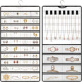 Hanging Jewelry Organizer Storage Earring Jewelry Storage Bag With 48 Pockets Necklace Bracelet Ring Glasses Accessory Display Rack (White)