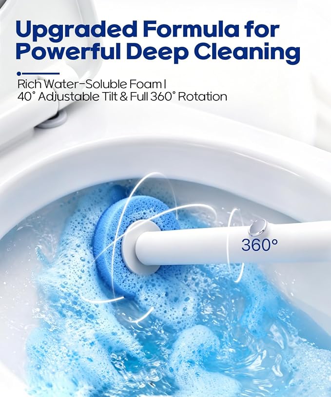 SOPAMI Disposable Toilet Brush with 32 Refills Deep Cleaning Touch Free | Auto Lid Opener Wall-Mounted Toilet Wand Kit for Deep Cleaning Bathroom Touch Free Access Toilet Bowl Cleaner