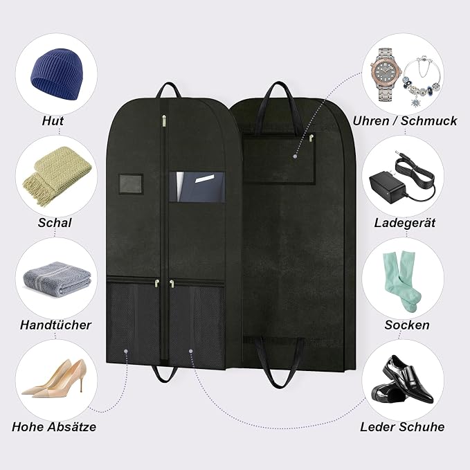 54" Garment Bag for Closet Storage, Dress Cover for Hanging Clothes | Breathable garment cover with zipper, pockets and handles to organize dresses, suits, shirts, coats and formal wear.