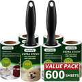 Lint Rollers for Pet Hair Extra Sticky | Large quantity and durable,deep cleaning,Reusable,600 Sheets Value Set,Daily cleaning tools,2 Upgraded Handles