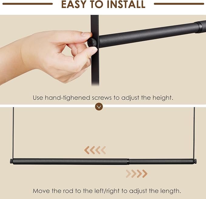 Hanging Closet Rod, Hanging Clothes Organizer, Adjustable, 2 Pack | Metal, Black, Heavy Duty, Space-Saving, Double
