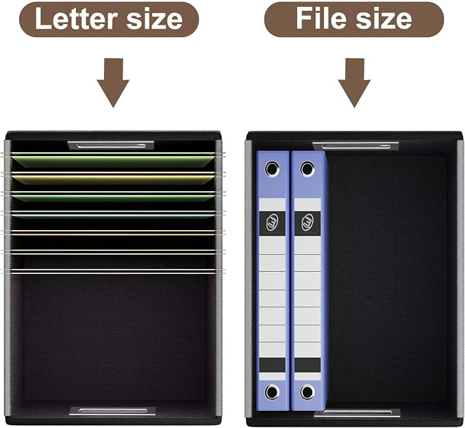 Portable Leather File Organizer Boxes with Lids, Office Document Boxes Organizer, Filing Boxes, Decorative Small File Boxes for Hanging Files with Plastic Slide for Office/Decor/Home