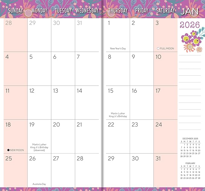 2026 Pocket Planner: 2-Year-Plus Monthly Pocket Calendar Book (24-Month): January 2026 - December 2027, Purse Size 6.5" x 3.5", Flower Fancy
