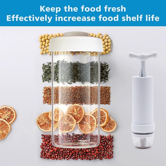 Mason Jar Vacuum Sealer and Accessory Hose Compatible with FoodSaver Vacuum Sealer Portable Hand Pump for Jars Regular & Wide Mouth and Lid, for Food Storage