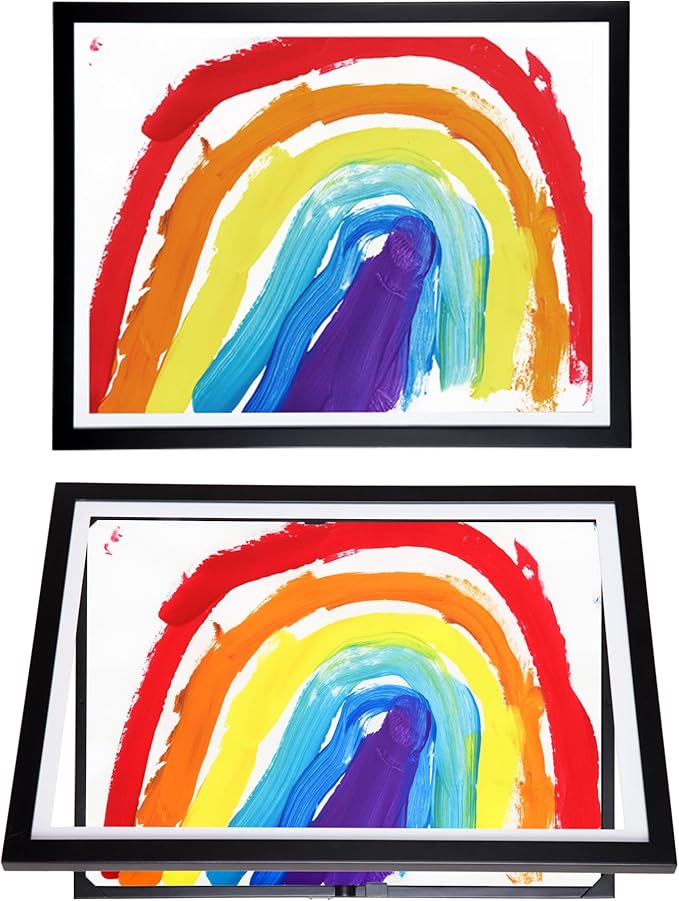 Dynamic Frames Li’l Davinci Front-Open 2-Pack Kids Art Frames, Wooden Frames for 18x24 Artwork, Prints & Certificates, Store up to 50 per Frame, 20.88 x 26.88 Outer Dimensions, Black