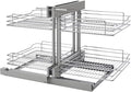 Rev-A-Shelf Chrome Two-Tier Wire Bottom Pullout Organizer with Soft-Close for Blind Corner Base Kitchen Cabinets, Adjustable 4-Basket Storage System, Min Opening Width of 18", 5PSP-18SC-CR
