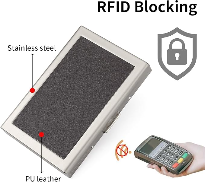 Credit Card Holder Wallet for Women Men Stainless Steel Metal Card Case RFID Blocking Business Card Protector Case with 6 Slots