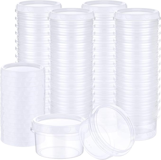 Sieral 36 Pack 8 oz Freezer Containers with Lids Reusable Deli Freezer Storage Containers Stackable Plastic Thick Twist Top Jars for Takeout Food Round Wide Mouth Lunch Snack (White)