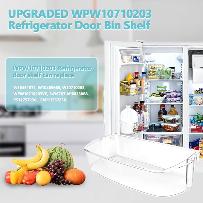 WPW10710203 W10710203 Refrigerator Door Shelf for Whirlpool wrs588fihz00 wrs588fihz04 wrs588fihz06 msf25d4mdm02 Refrigerator Door Shelf Bin by Cenipar