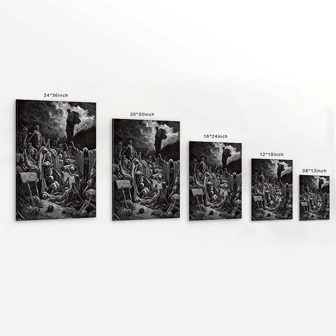 Gustave Dore The Vision Of The Valley Of Dry Bones Prints Wall Art Paintings Poster Room Aesthetic Print Art Wall Painting Canvas Gifts Modern Bedroom Decor 08x12inch(20x30cm)