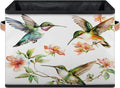Hummingbird Closet Storage Bin, Foldable Storage Baskets for Shelves, Decorative Shelf Organizer Flower Bird Colourful Fabric Cube Bin for Living Room Bedroom Home Dorm