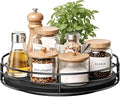 Optish 10" Lazy Susan Turntable for Table Top, Wooden Lazy Susan Organizer for Cabinet, Kitchen, Countertop, Pantry, Spice Organizer, Bathroom, Vanity, Table Decor, Black, Non-Slip Bottom