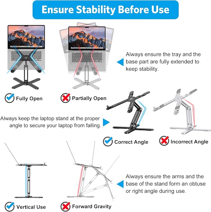 OMOTON 360° Rotating Laptop Stand Riser for Desk, Ergonomic Foldable Computer Stand Adjustable Height Angles for Collaborative Work, Easy Storage Fit Macbooks,All Laptops up to 16 inches, Black