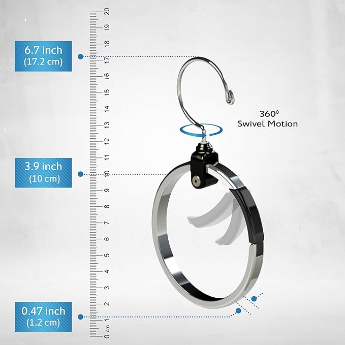 Rolly Hanger® Premium Closet Organizer, Rotating Aluminum Ring Hanger with 360° Swivel Hook, Space Saving Accessory Holder for Belts, Ties, Hats, Scarves, Purses & Handbags | Closet Organizer (2 Pack)