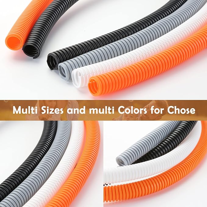 ZhiYo 20FT 1/4” Wire Loom Split Tubing Auto Wire Conduit Flexible Cover | High Temperature Heat Resistant -40F to 257F | Plastic Cover for Electrical Wires & Cables, White