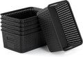 Plastic Storage Baskets 6 Pack Sturdy Storage Organizer Basket Woven Plastic Storage Bins for Shelves,Closet,Countertops, Desktops, Cabinets and Badrooms,Saving Storage, Stylish Design,Black