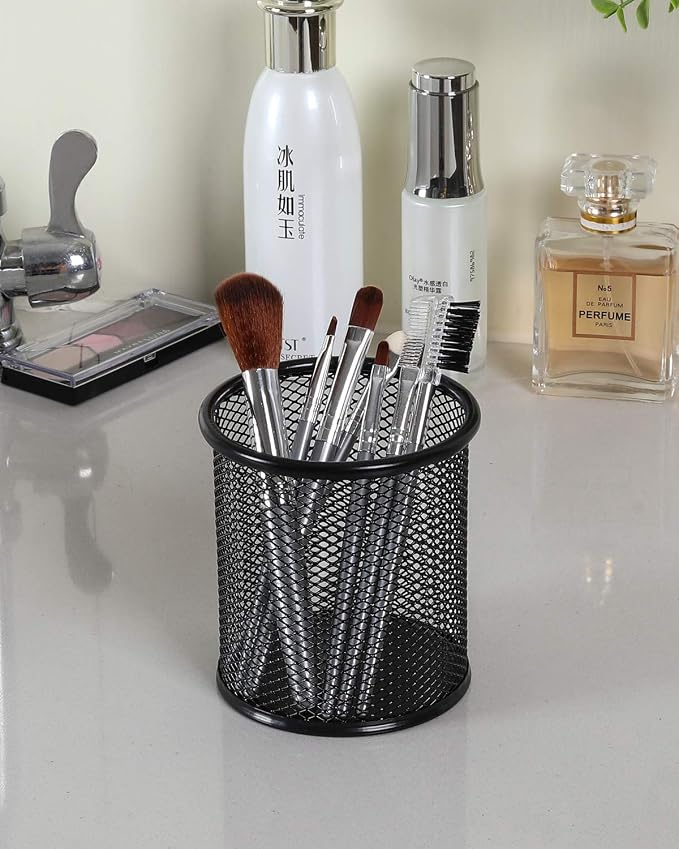 EasyPAG Pencil Holder for Desk, 2 Pack Metal Pen Organizer, Mesh Pencil Cup Organizer for Home, Office, Classroom, School, Black