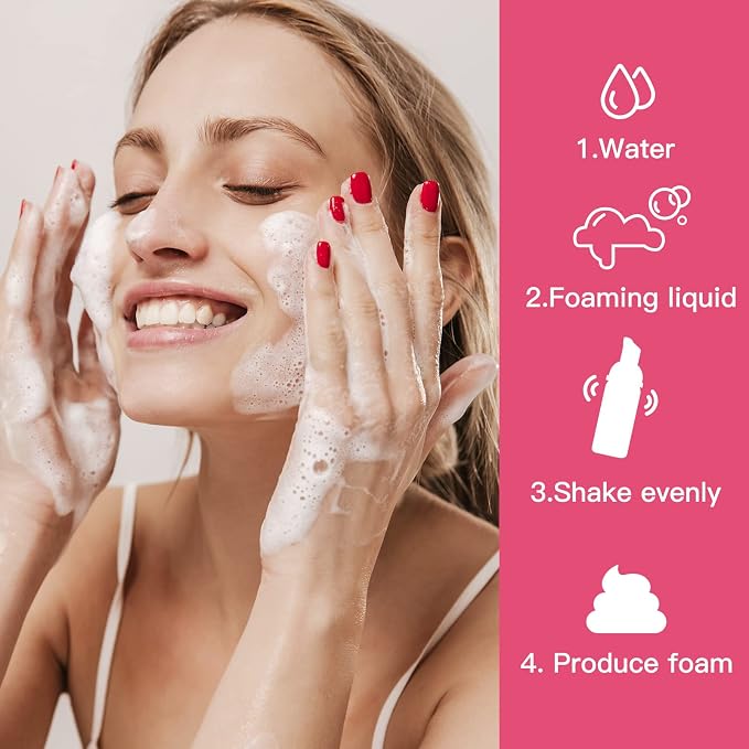 Travel Foam Pump Bottle - 2oz Small Size Foaming Hand Soap Dispenser - Mini Portable Mousse Lash Shampoo Kit Container for Hair - Empty Leak Proof Plastic Rose Red Foamer 3Pack