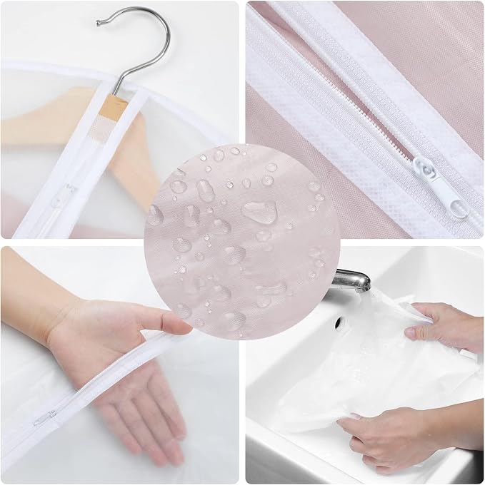 Garment Bags for Hanging Clothes, Set of 12 Suit Bags Dust Resistant Clothing Bags Garment Covers PEVA Breathable Clothes Protectors with Full Zipper for Closet Storage, 24"x 32"