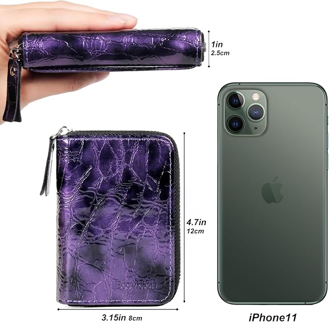 Credit Card Wallet, RFID Card Case Wallet, Zipper Card Cases Holder for Men Women, RFID Blocking, KeyChain Wallet, Compact Size Card Organizer Case for Women