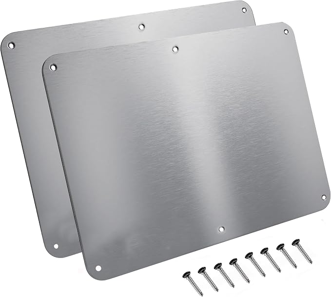 17.5inchX11.5inch Large Stainless Steel Plate for Magnets, 3M Adhesive Back, Mounting Screws, Ideal for Magnetic Shelf, Spice Holders, Colorful Magnets as a Gift. Mount Anywhere! (Silver, 2 Pack)