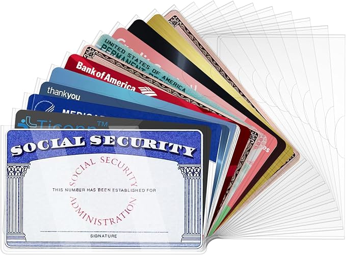 20 Pack Social Security Card Protector Medicare New Credit Card Holder,24 Mil Soft Clear Card for Waterproof SSN Card Protector，ID/Debit/Credit Card Covers (20)