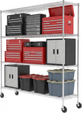 SafeRacks NSF 4-Tier Heavy Duty Steel Wire Rack w/Wheels (18"x72"x72")
