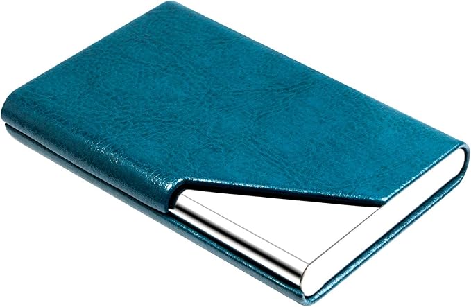 Padike Business Card Holder, PU Leather & Stainless Steel Multi Card Case for Men & Women, Name Card Holder, Credit Card Wallet, ID Case/Holder with Magnetic Closure (Z-Seagreen)