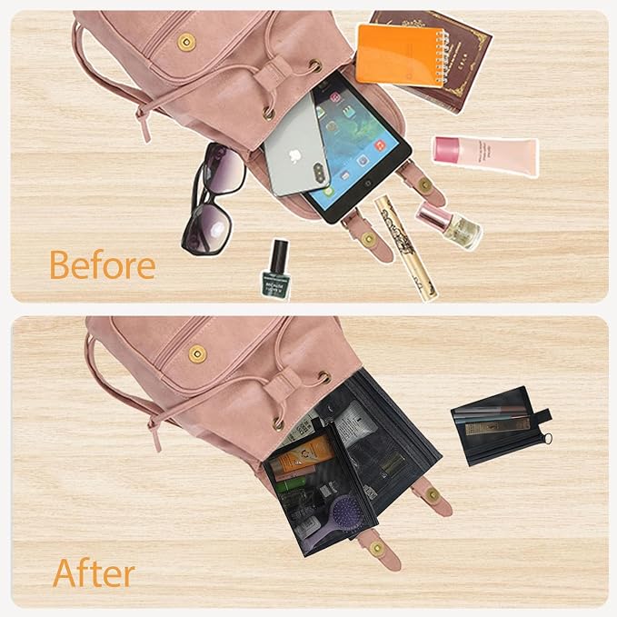 3 Pcs Mesh Zipper Pouch Makeup Bags Set, Portable Mesh Cosmetic Bag Travel Toiletry Storage Bags Pencil Purse Organizer Pouches for Home Office Daily or Traveling Accessories Keep Small Items( Black)