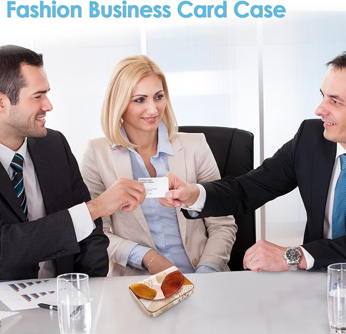 Business Card Holder，PU Leather Business Card Case Color Printing Pattern Card Holder Wallet，Pockets Magnetic Credit Card Holders for Men and Women，Bohemian Spots