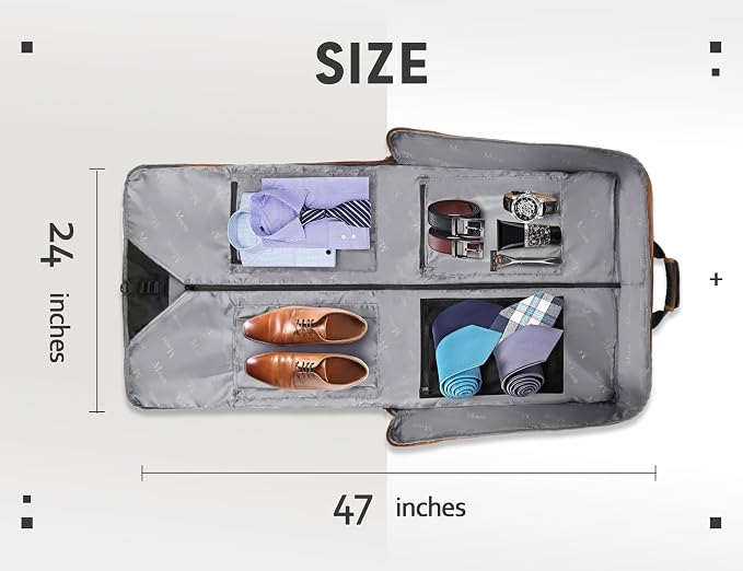 MATEIN Suit Carry On Garment Bag for Travel, Suit Bag with Adjustable Strap | Waterproof, Foldable Garment Luggage, Large Compartment, For Women, For Carrying Clothes, Black Stripe
