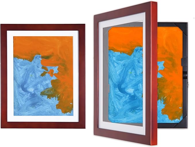 Dynamic Frames Li’l Davinci Front-Open 2-Pack Kids Art Frames, Wooden Frames for 8.5x11 Artwork, Prints & Certificates, Store up to 50 per Frame, 11.75 x 14.75 Outer Dimensions, Cherry