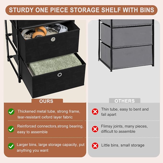LUKYTOWER Fabric Cube Storage Organizer with Bins | Sturdy 6 Cubby Shelf, Multifunctional Compact Space Saver, Large Capacity Shelves, Closet, Living Room, Dorm, Yarn