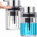 Potchen 2 Pcs Refillable Foaming Hand Soap Dispenser 10 oz Plastic Dispenser Pump Lotion Foaming with Silver Pump for Bathroom Vanities Kitchen(Clear)