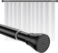 Shower Curtain Rod 45-77 Inch Black Shower Tension Rod Adjustable Curtain Rod No Drilling Tension Curtain Shower Rods for Bathroom Windows