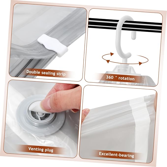 Outanaya 4pcs Vacuum Storage Bags for Clothes Hanging Design Compression Bags for Coats and Seasonal Saving and Protective for Closet Organization