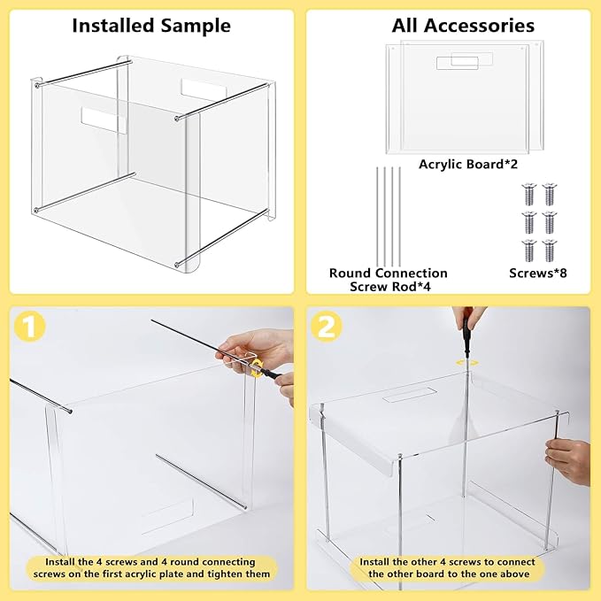 Dispowreath 24 Hanging File Folder with Acrylic Organizer for Letter/a4 Size Desktop Clear File Storage Box with Handles for Home Work Office Use(Rainbow,Classic)