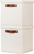 Temary Foldable Fabric Storage Bins with Lids, 2-Pack Storage Bin for Organizing Living Room, Closet Organization, Multi-Purpose Storage Boxes for Clothes (Beige, 10.5x10.5x10.5 inch)