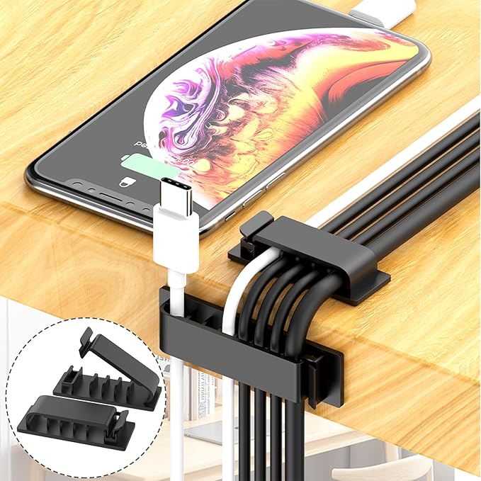 ELII 300PCS Cable Management Kit,4 Cable Sleeve 35 Cable Clips | 11Cord Holders,20 Roll Cable Organizer Straps, 200 Fastening Cable Ties,20 Cable Zip Tie Mounts for Computer TV Under Desk