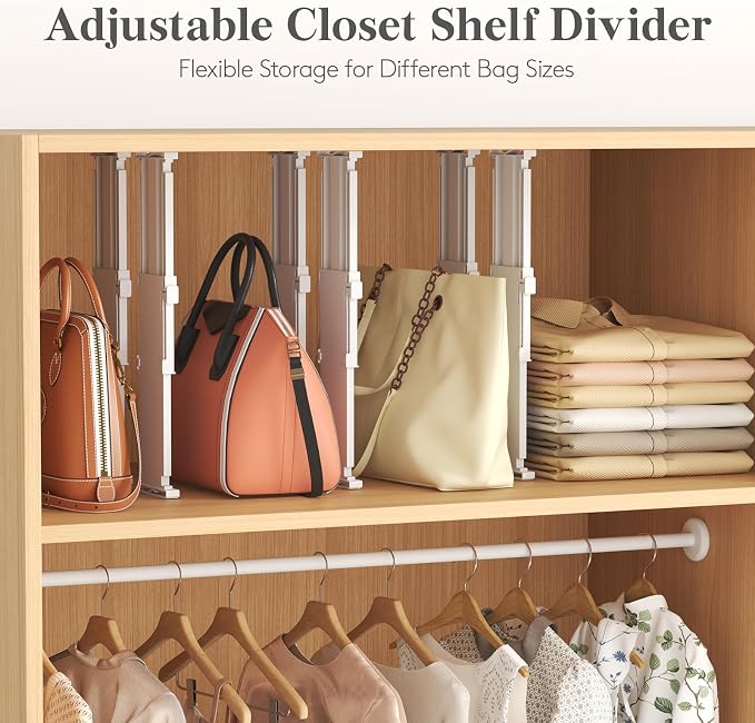 Lifewit Drawer Dividers for Clothes, 3.2" High 10.5"-16.5" Expandable Dresser Drawer Organizers, Adjustable White Plastic Separators for Kitchen, Cabinet, Nursery, Socks & Underwear Storage, 8 Pack