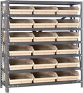 Quantum Storage Systems 1239-109IV Steel Shelving Unit with 4' Shelf Bins, 12' D x 36' W x 39' H, Ivory