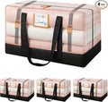 4 Pack Large Moving Bags, 115lb Capacity Heavy Duty Moving Totes with Wrap Around Handles, Clear Storage Bags with Internal Compression Straps, Alternative to Moving Boxes -103L,Clear and Black