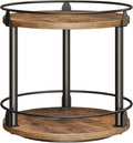 YATINEY Lazy Susan Organizer, Rotating Spice Rack, 2 Tier Spice Turntable Organizer, Industrial Turntable Spice Holder, for Kitchen Countertop and Cabinet, Compact and Versatile, Rustic Brown SR22BR