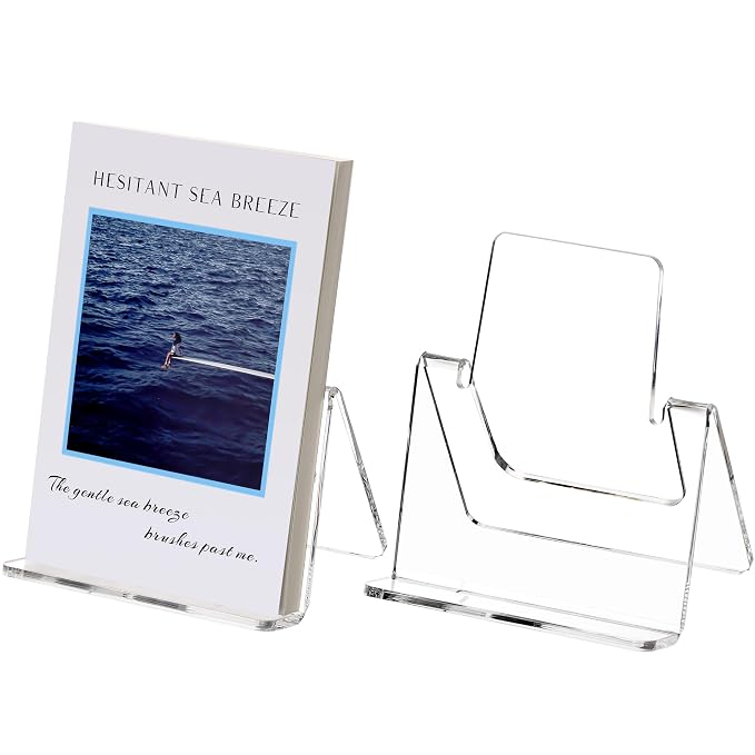 YUXUN Acrylic Book Stand,6Inch 2PC Clear Acrylic Display Easel,Book Display Holder,Display Stand for Books,Magazines,Postcards,Artworks,Pictures,Phone,Tablet